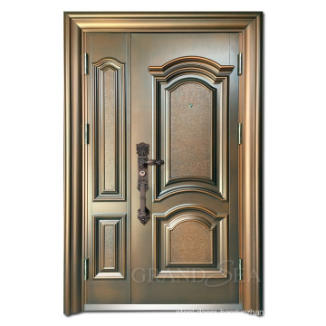 Factory Direct Sale Hot sale Unequal Double Steel Security Swing Exterior Steel Door With Cat's Eye